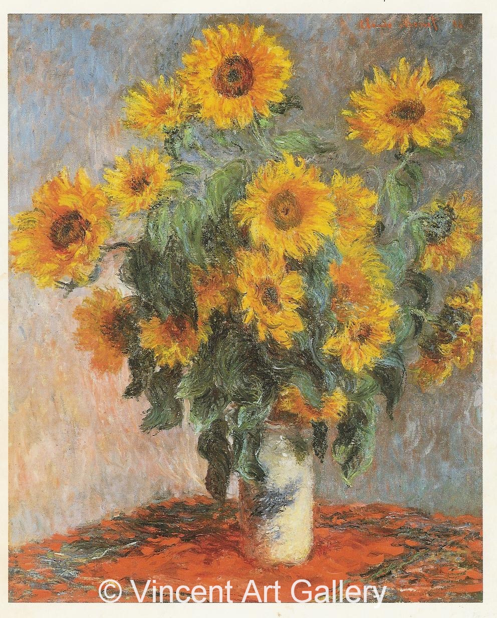 A1062, MONET, Bouquet of Sunflowers,  Whole painting, bad colors